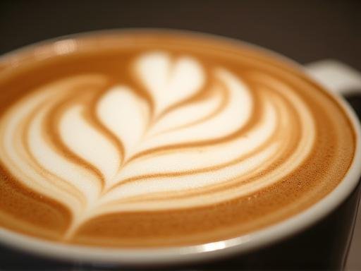 Nahaufnahme von kunstvoller Latte Art auf einem Cappuccino