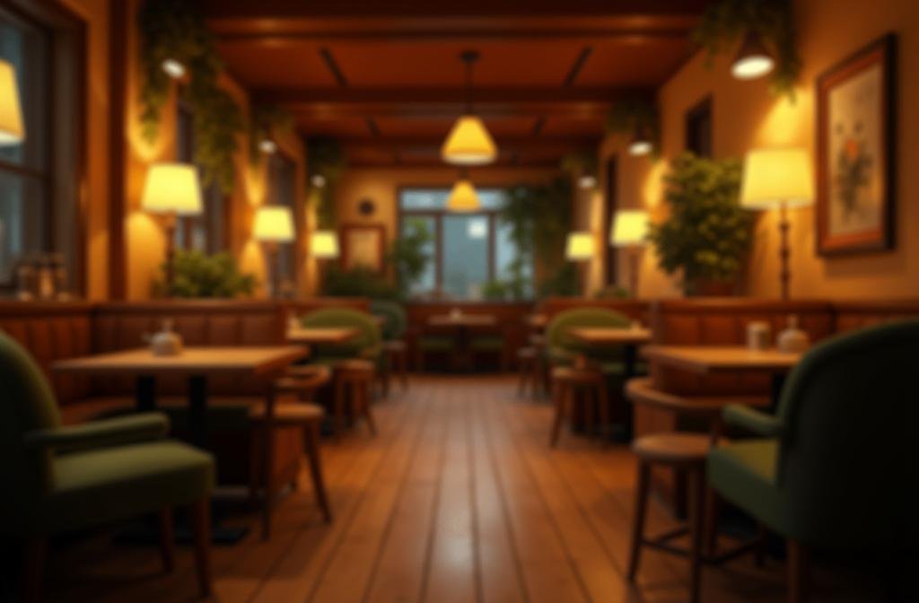 Warme und einladende Inneneinrichtung des Cafenea Top mit gemütlichen Sitzgelegenheiten