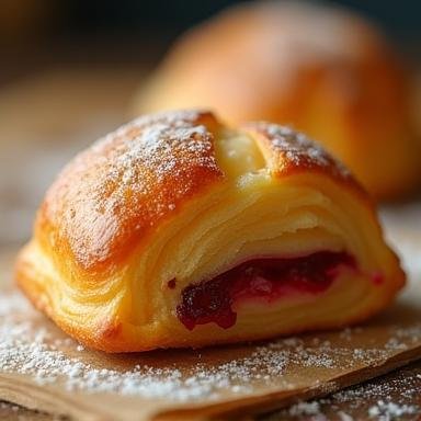 Nahaufnahme eines köstlichen, blättrigen Lindenstraße Gebäcks